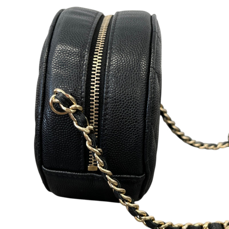 Women's Round Mini Caviar Bag Black