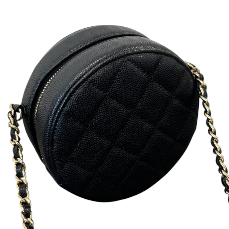 Women's Round Mini Caviar Bag Black
