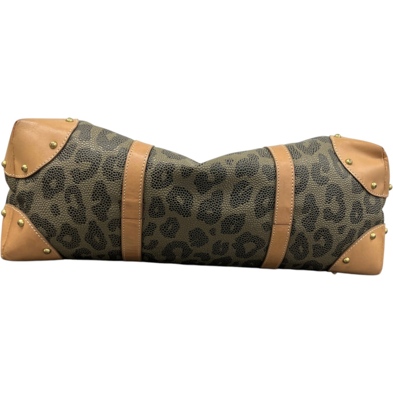 Women's Leopard Print Scotchgrain Tote Bag Brown