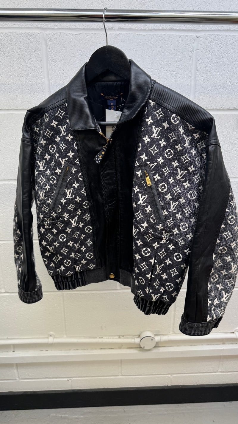 Women's Monogram Jacquard Bomber Jacket Black Size XL / UK 14