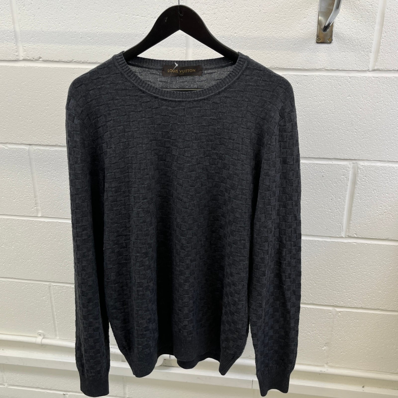 Men's Damier Signature Crewneck Jumper Grey Size M - Photo 8