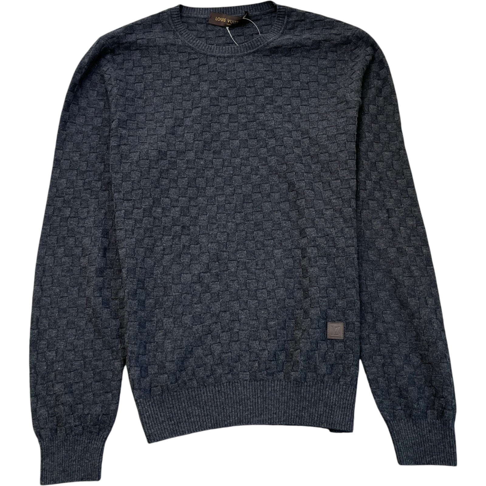 Men's Damier Signature Crewneck Jumper Grey Size M - Photo 1