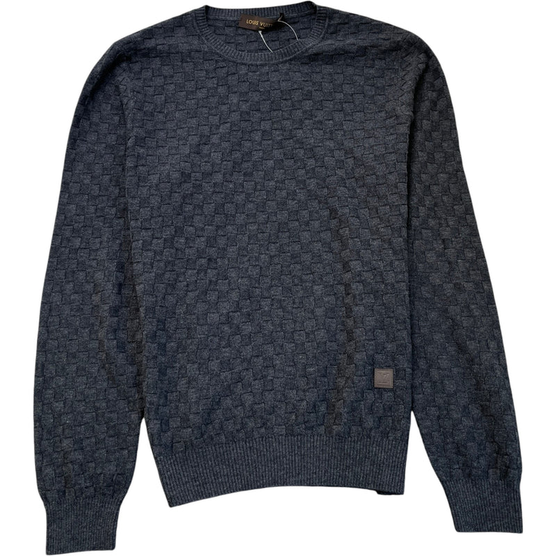 Men's Damier Signature Crewneck Jumper Grey Size M