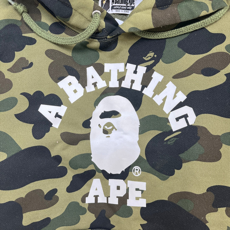 Men's Logo Print camo Hoodie Green Size S