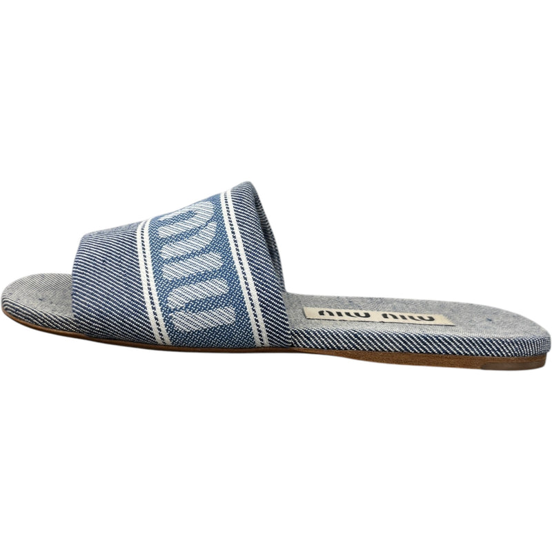 Women's Logo Jacquard Slides Blue Size UK 3 / EU 36