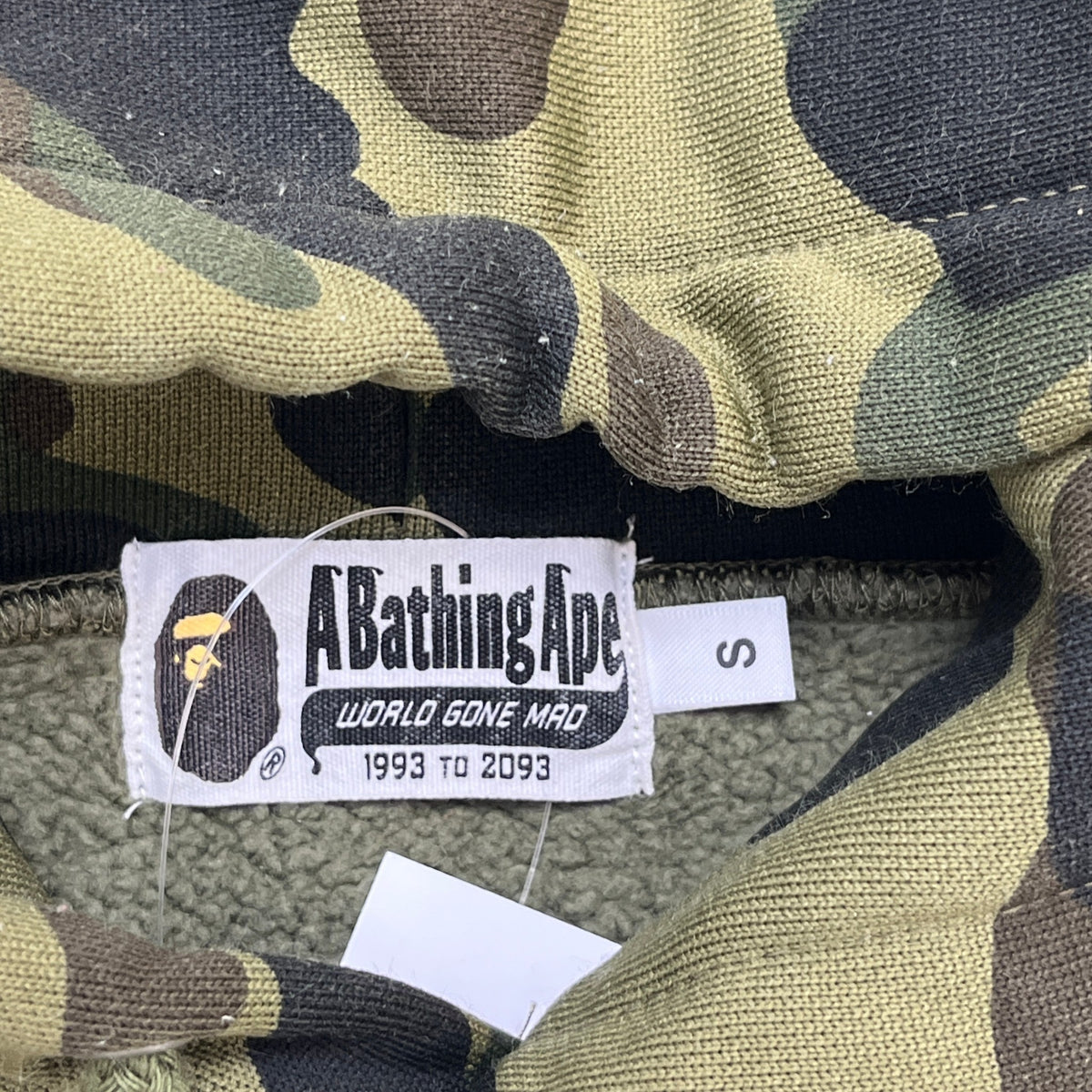 Men's Logo Print camo Hoodie Green Size S - Photo 6