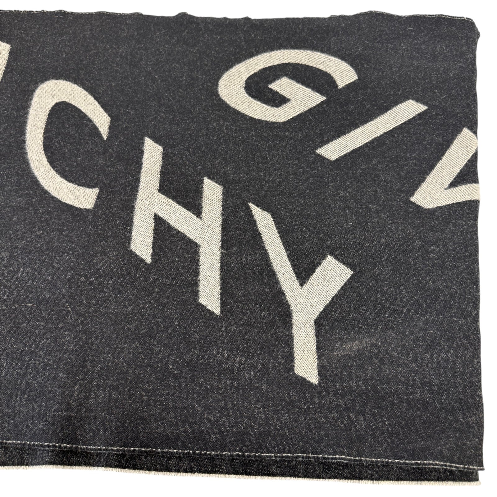 Men's Wool Logo Scarf Black - Photo 6