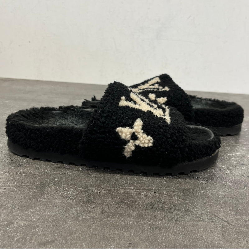 Women's Shearling Paseo Slides Black Size UK 6 / EU 39