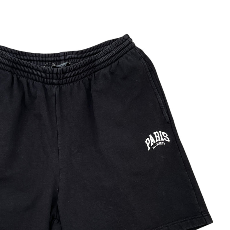 Men's Paris Logo Print Shorts Black Size S / W30