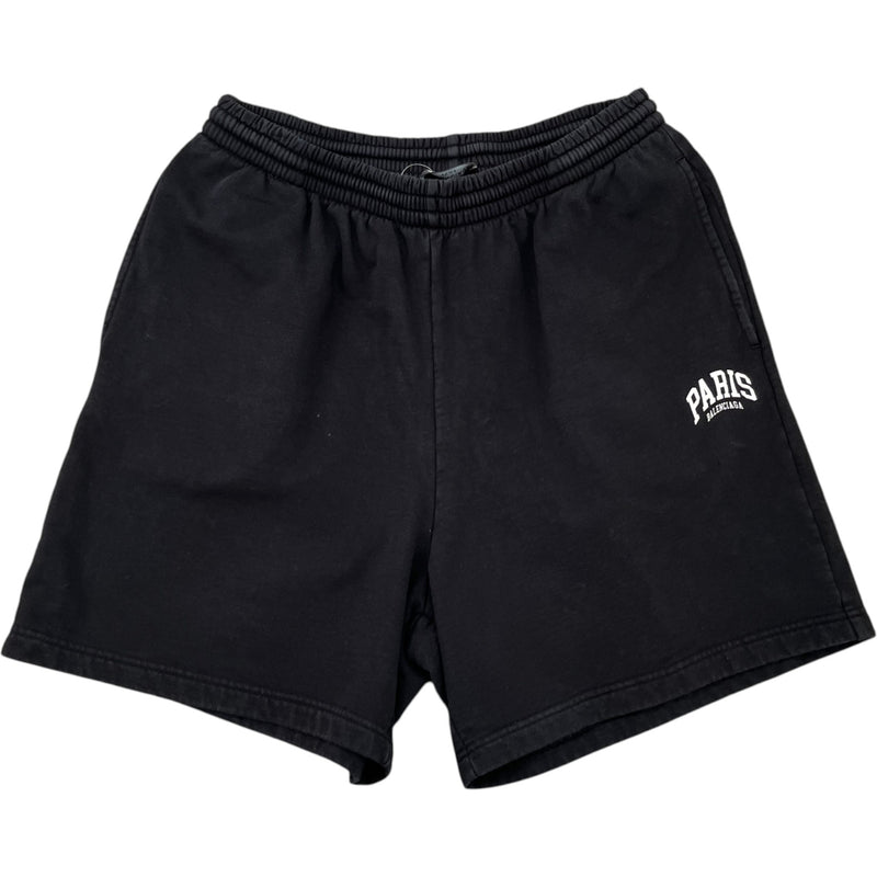 Men's Paris Logo Print Shorts Black Size S / W30