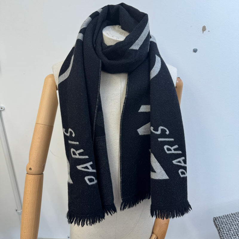 Men's Wool Logo Scarf Black