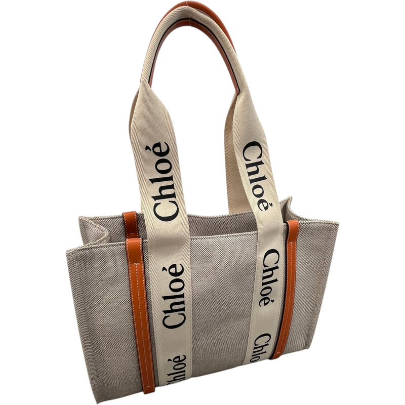 Women's Woody Tote Medium Bag Beige