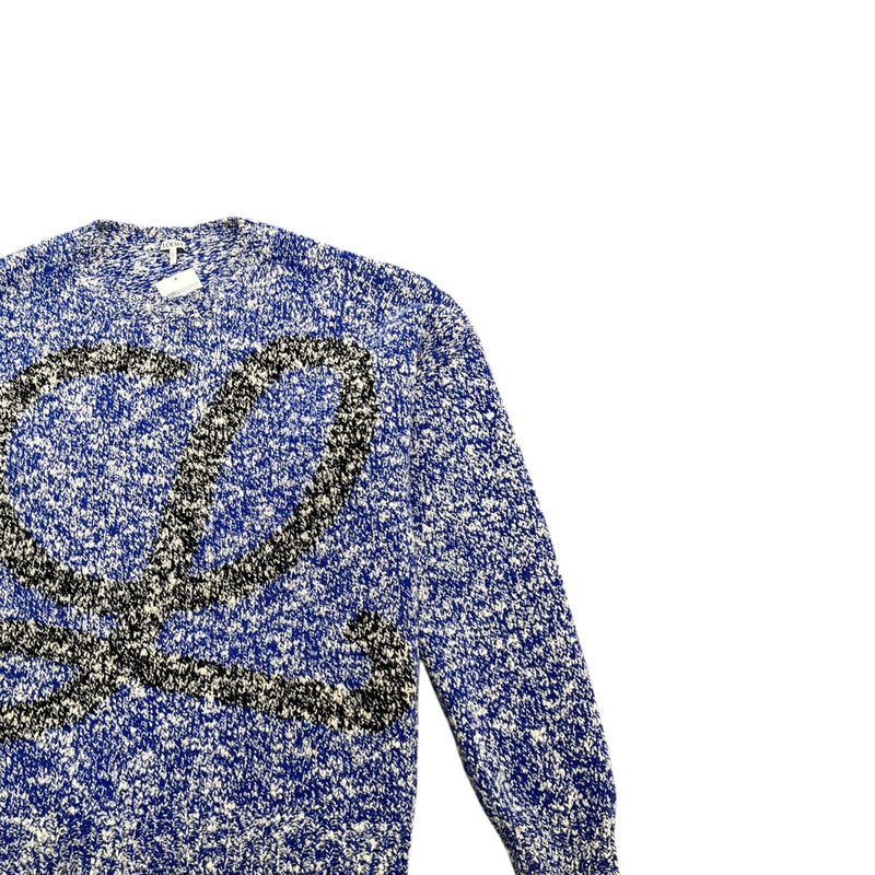 Men's Anagram Logo Intarsia Jumper Blue Size XXL