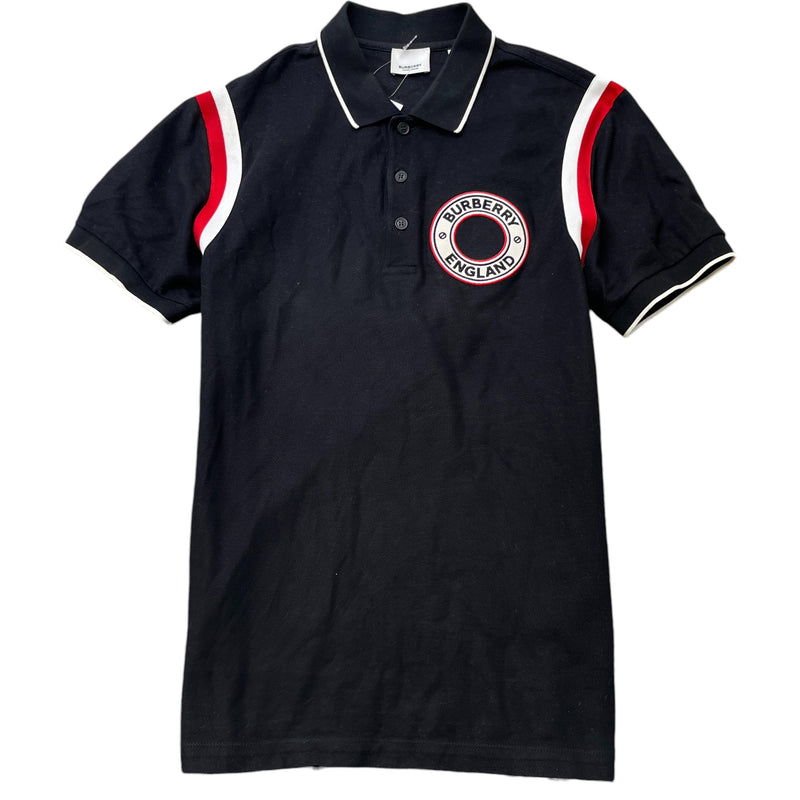 Men's Embroidered Logo Polo Shirt Black Size S