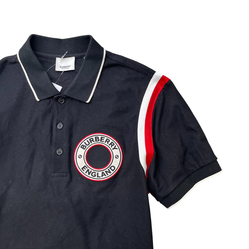 Men's Embroidered Logo Polo Shirt Black Size S
