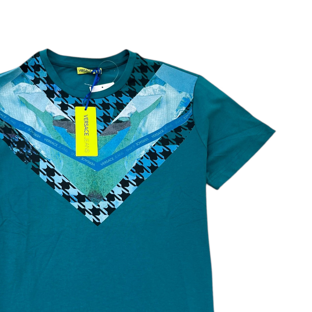 Men's Geometric and Houndstooth Chevron T-Shirt Blue Size M - Photo 3