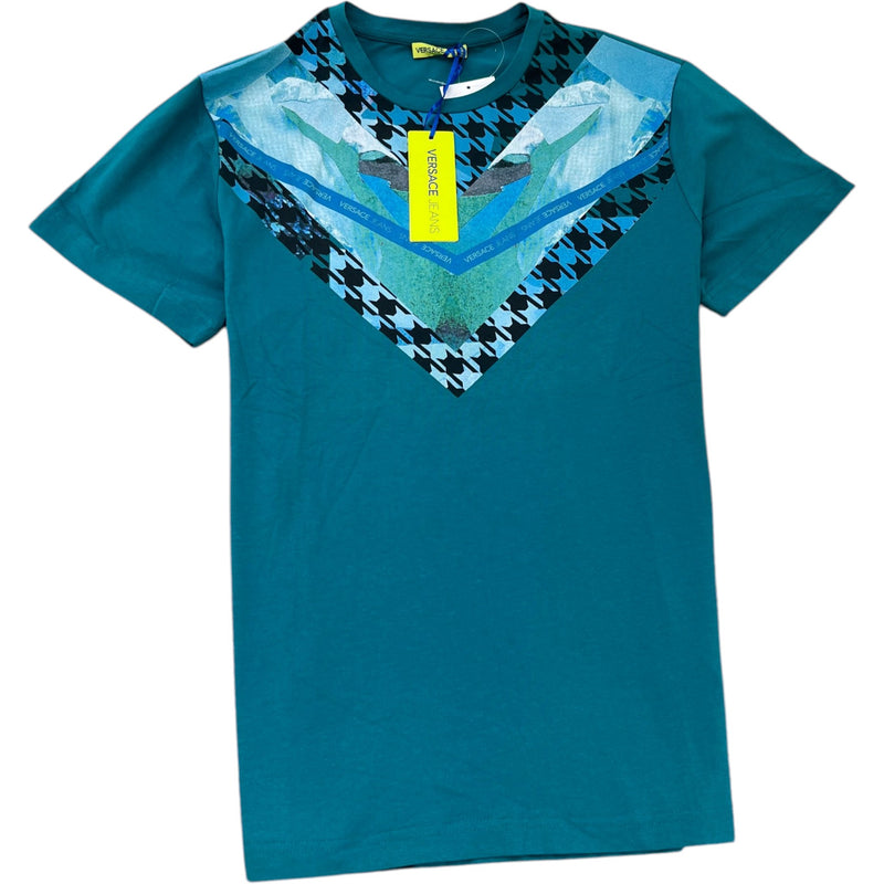 Men's Geometric and Houndstooth Chevron T-Shirt Blue Size M