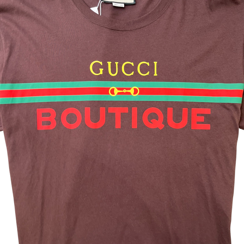 Men's Logo Print T-Shirt Brown Size M