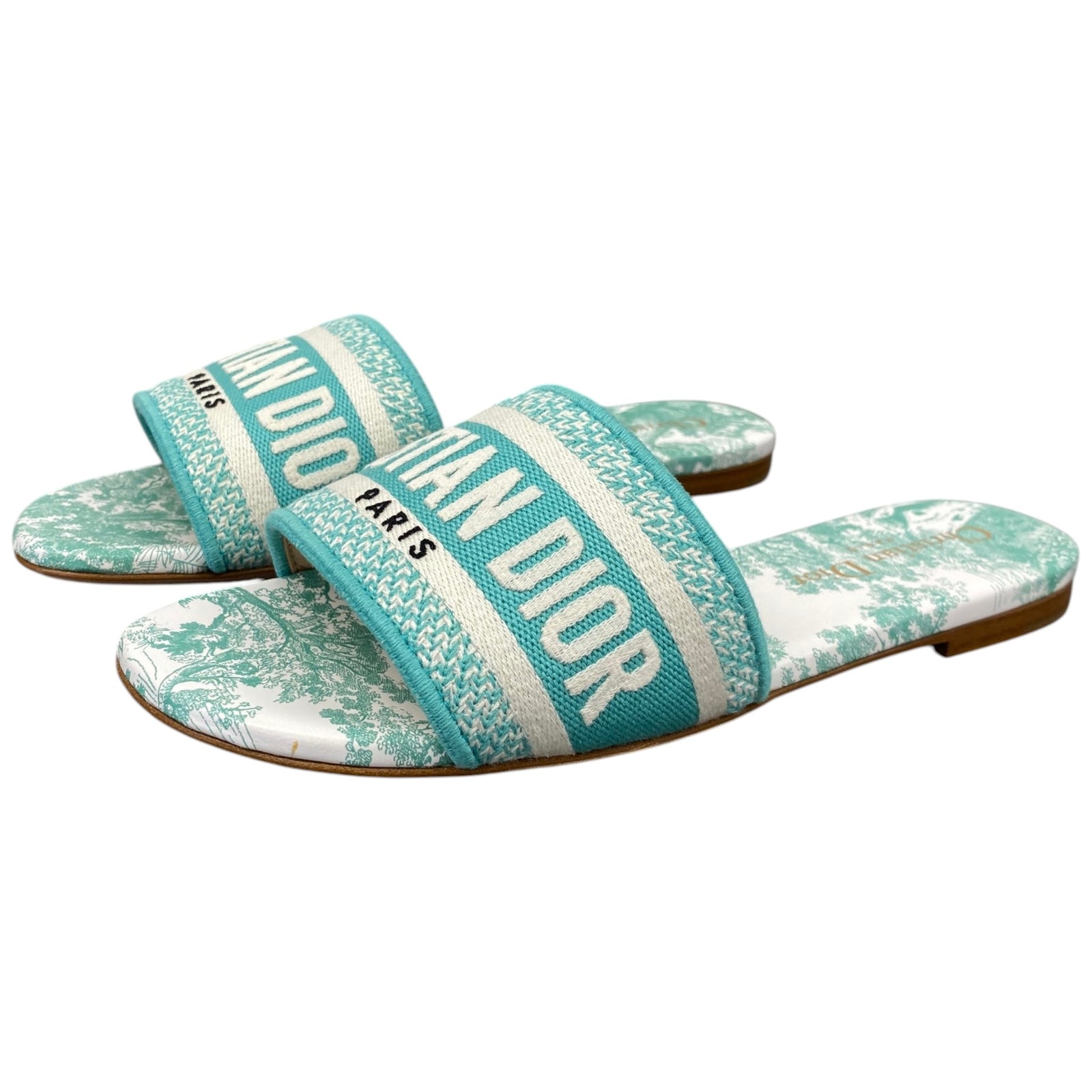 Women's Toile De Jouy Sauvage Dway Slides Blue Size EU 35.5 / UK 2.5 - Photo 8