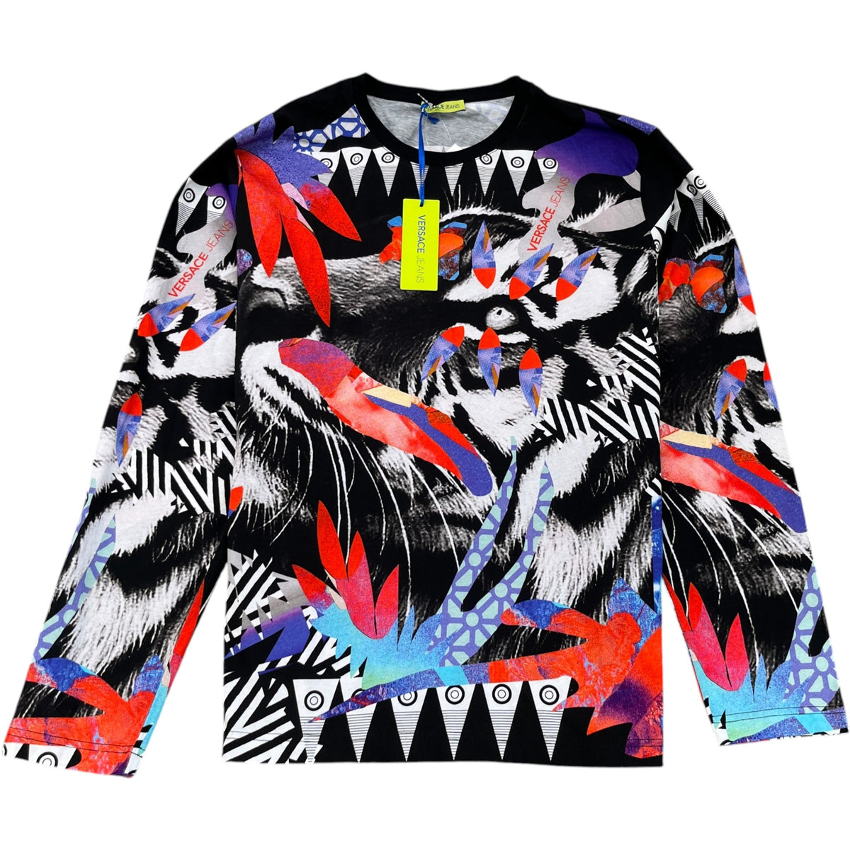 Men's Graphic Animal And Abstract Art Long Sleeve T-Shirt Black Size XXL - Photo 1