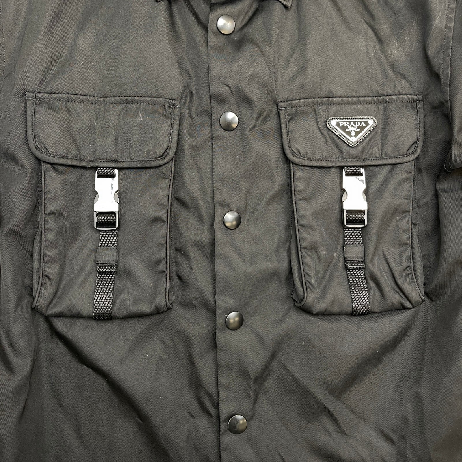 Men's Re-Nylon Plaque Logo OverShirt Black Size M - Photo 6