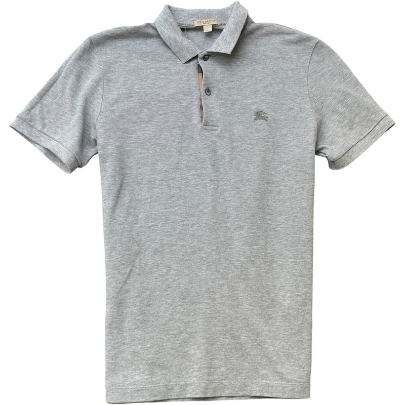 Men's Embroidered Logo Polo Shirt Grey Size M