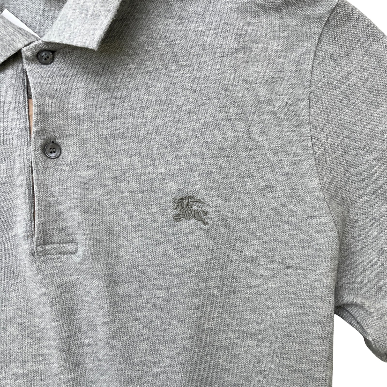 Men's Embroidered Logo Polo Shirt Grey Size M - Photo 5