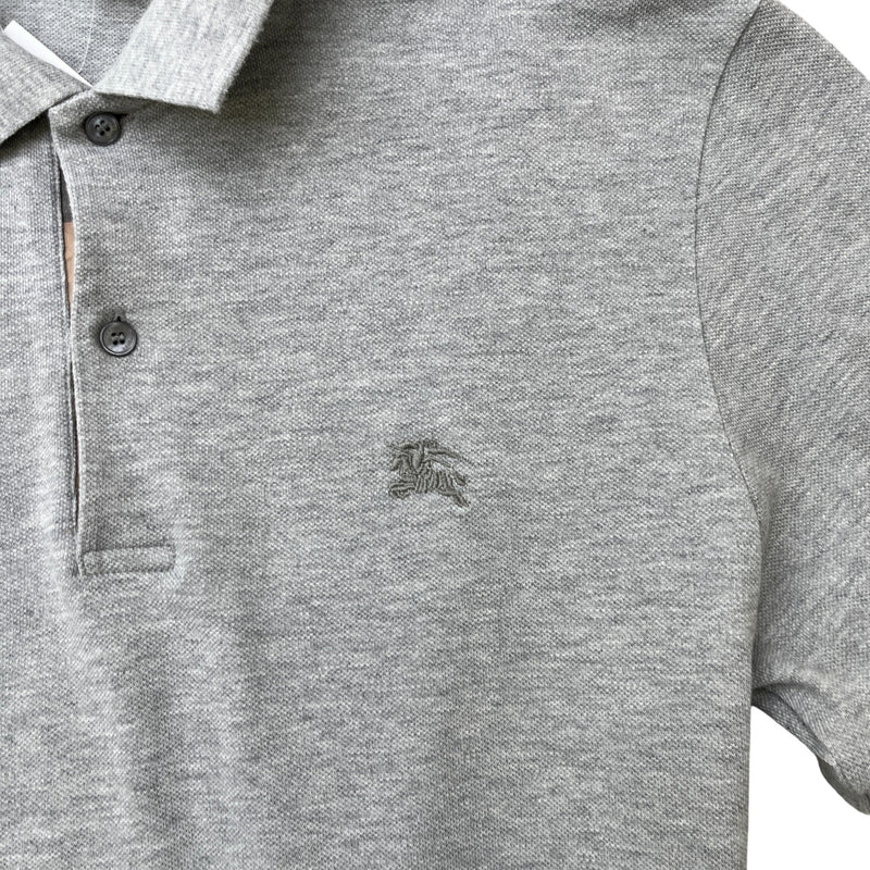 Men's Embroidered Logo Polo Shirt Grey Size M