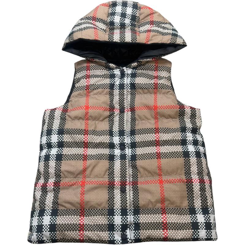 Men's Junior Reversible Check Pattern Gilet Burgundy Size Age 14