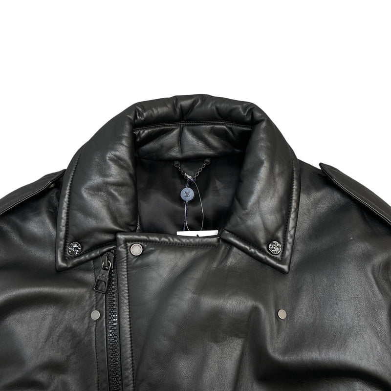 Men's 2021 Lamb Leather Moto Jacket Black Size IT 58 / XXXXL