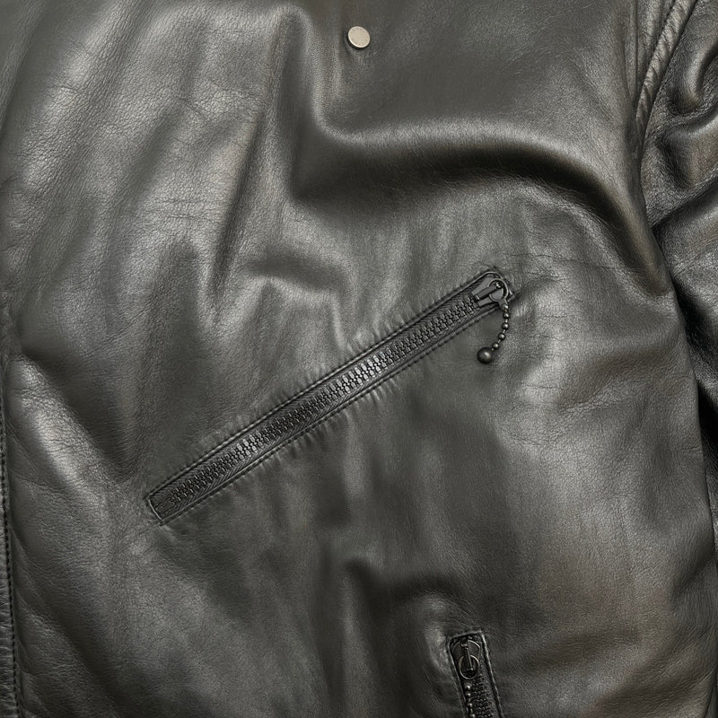 Men's 2021 Lamb Leather Moto Jacket Black Size IT 58 / XXXXL