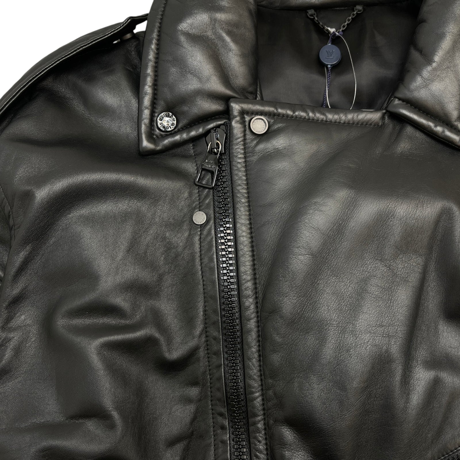 Men's 2021 Lamb Leather Moto Jacket Black Size IT 58 / XXXXL - Photo 10