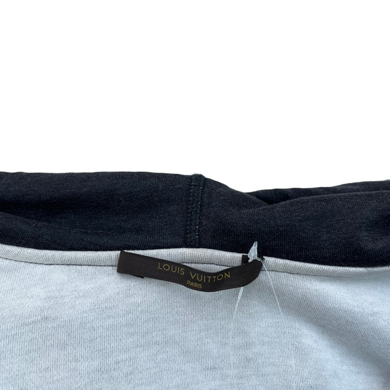 Men's Embossed Lv Zip Up Hoodie Grey Size M