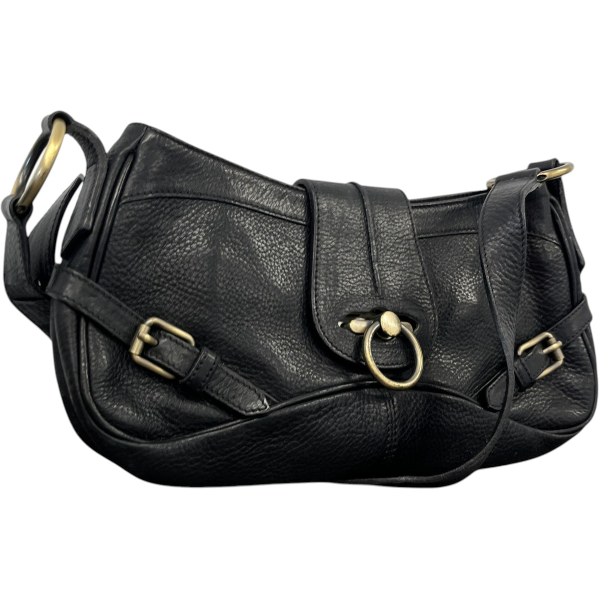 Women's Ring Lock Handbag Black - Photo 4