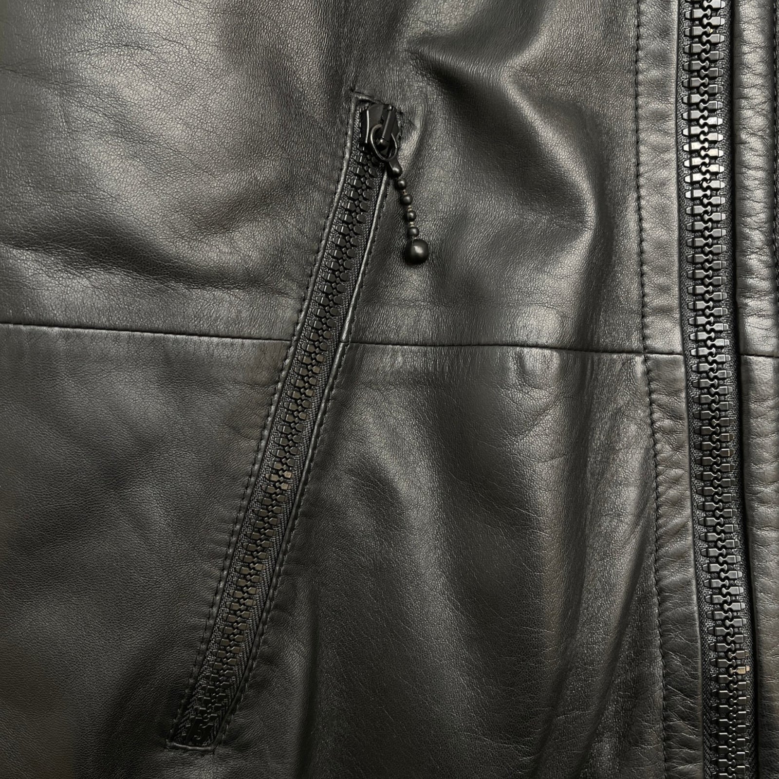 Men's 2021 Lamb Leather Moto Jacket Black Size IT 58 / XXXXL - Photo 11