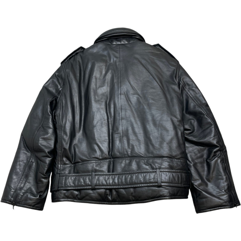 Men's 2021 Lamb Leather Moto Jacket Black Size IT 58 / XXXXL