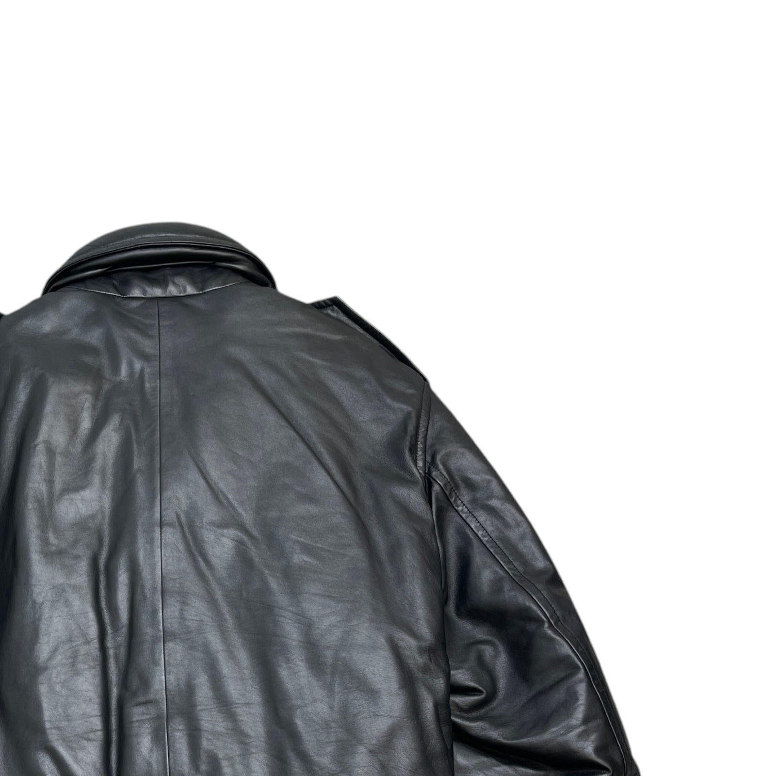Men's 2021 Lamb Leather Moto Jacket Black Size IT 58 / XXXXL - Photo 4