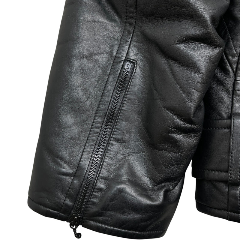 Men's 2021 Lamb Leather Moto Jacket Black Size IT 58 / XXXXL