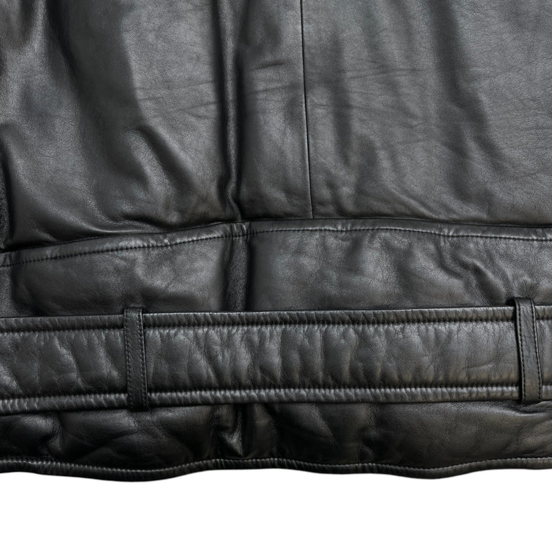 Men's 2021 Lamb Leather Moto Jacket Black Size IT 58 / XXXXL