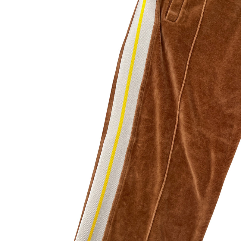 Women's Logo Print Velvet Joggers Brown Size S / UK 8