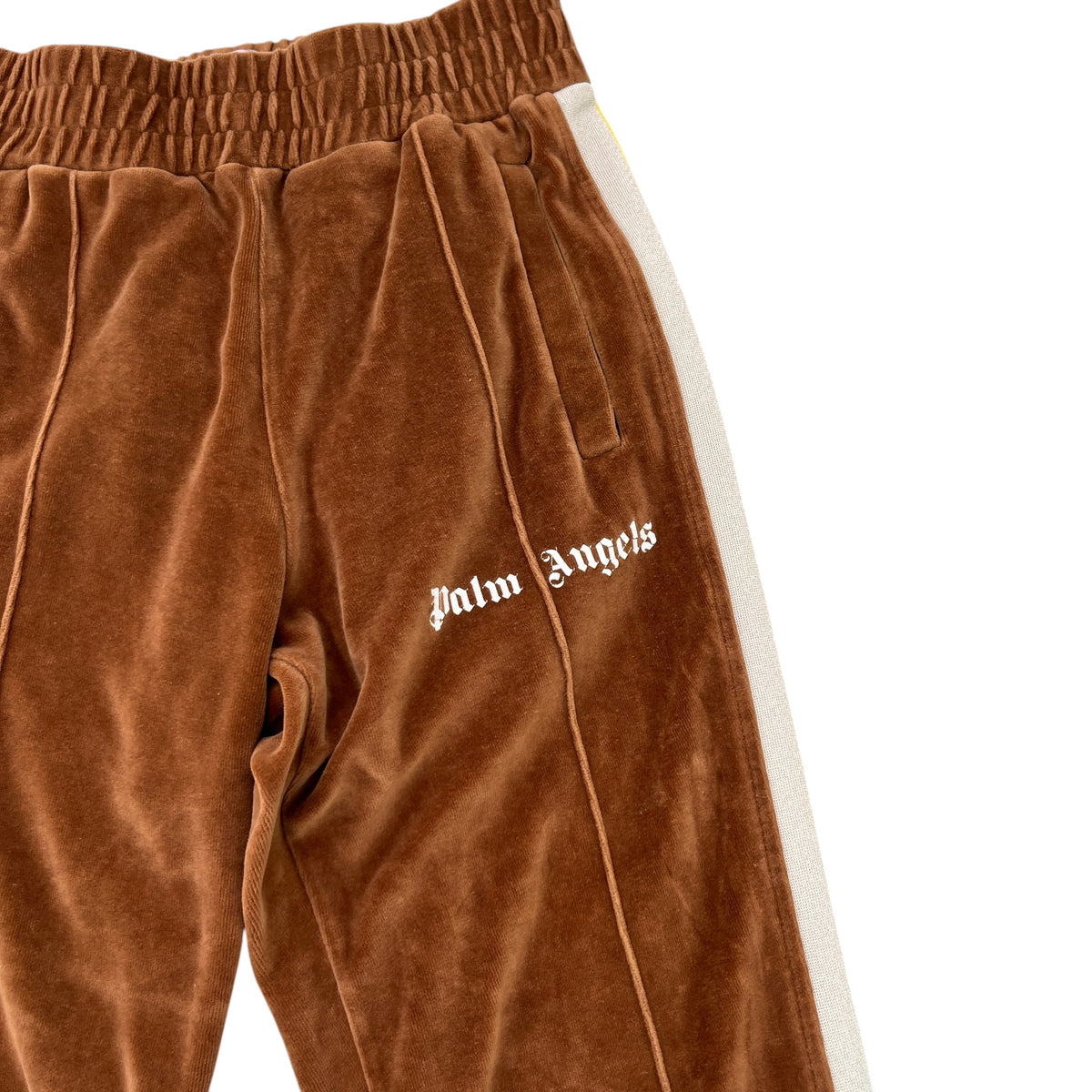 Women's Logo Print Velvet Joggers Brown Size S / UK 8 - Photo 3