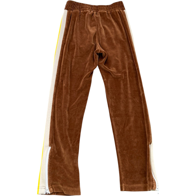 Women's Logo Print Velvet Joggers Brown Size S / UK 8