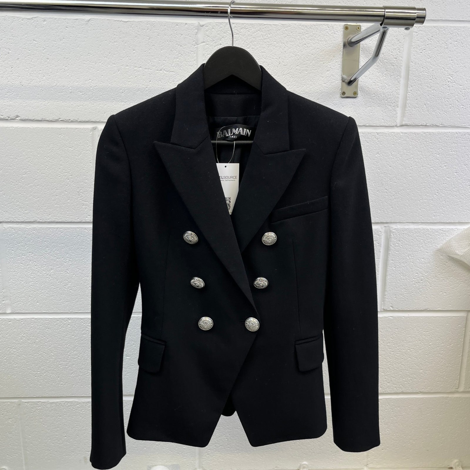 Women's Button Logo Double Breasted Blazer Jacket Black Size IT 36 / UK 4 - Photo 10