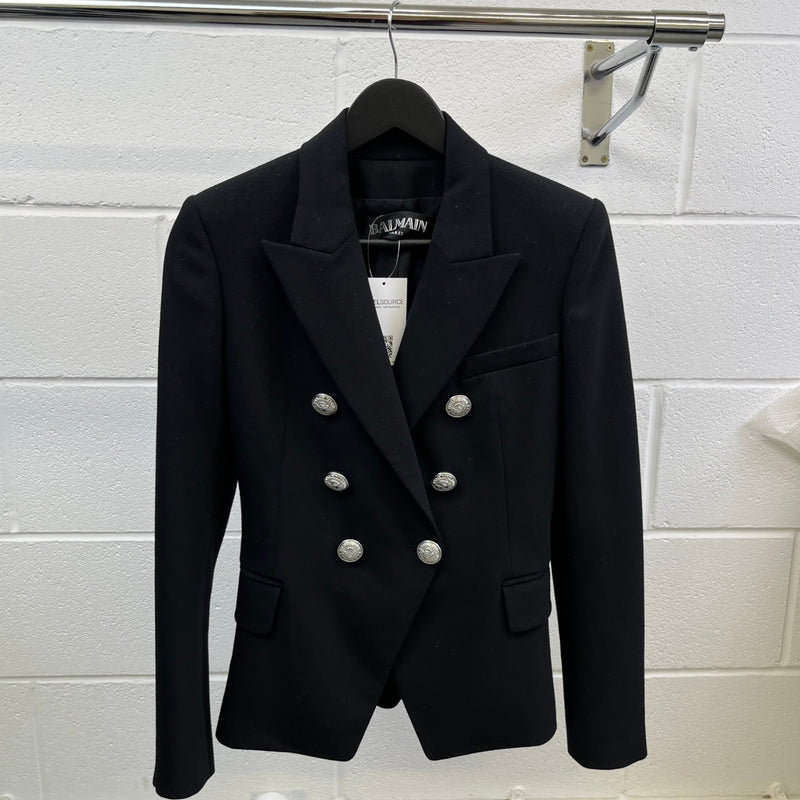 Women's Button Logo Double Breasted Blazer Jacket Black Size IT 36 / UK 4