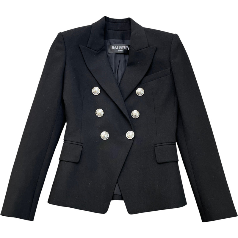 Women's Button Logo Double Breasted Blazer Jacket Black Size IT 36 / UK 4