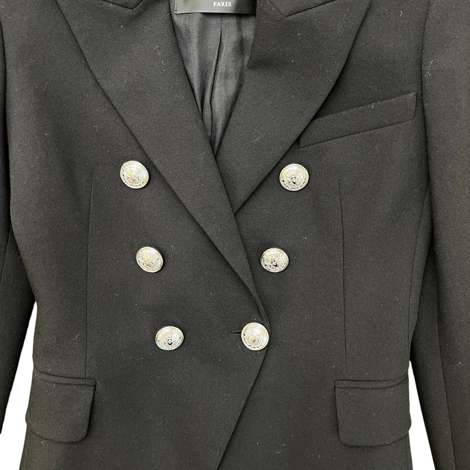 Women's Button Logo Double Breasted Blazer Jacket Black Size IT 36 / UK 4 - Photo 5