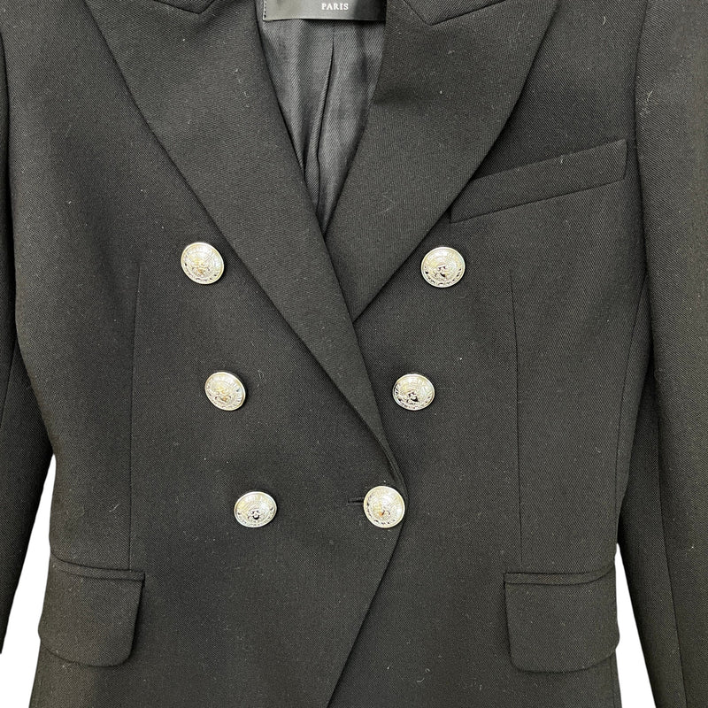 Women's Button Logo Double Breasted Blazer Jacket Black Size IT 36 / UK 4