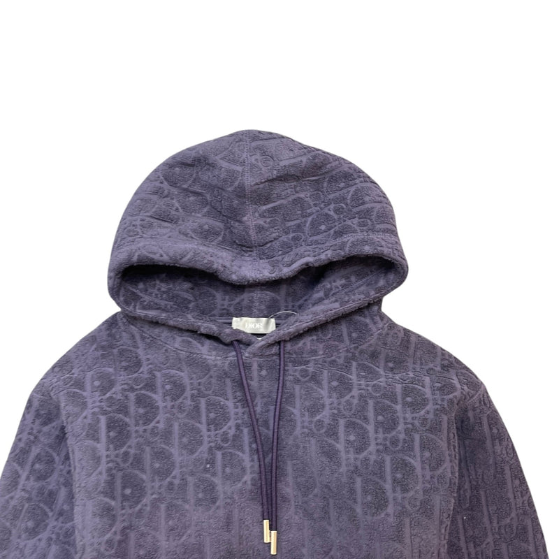 Men's Oblique Towelling Hoodie Purple Size XS