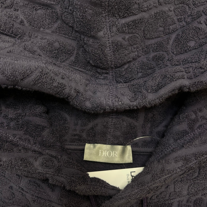Men's Oblique Towelling Hoodie Purple Size XS
