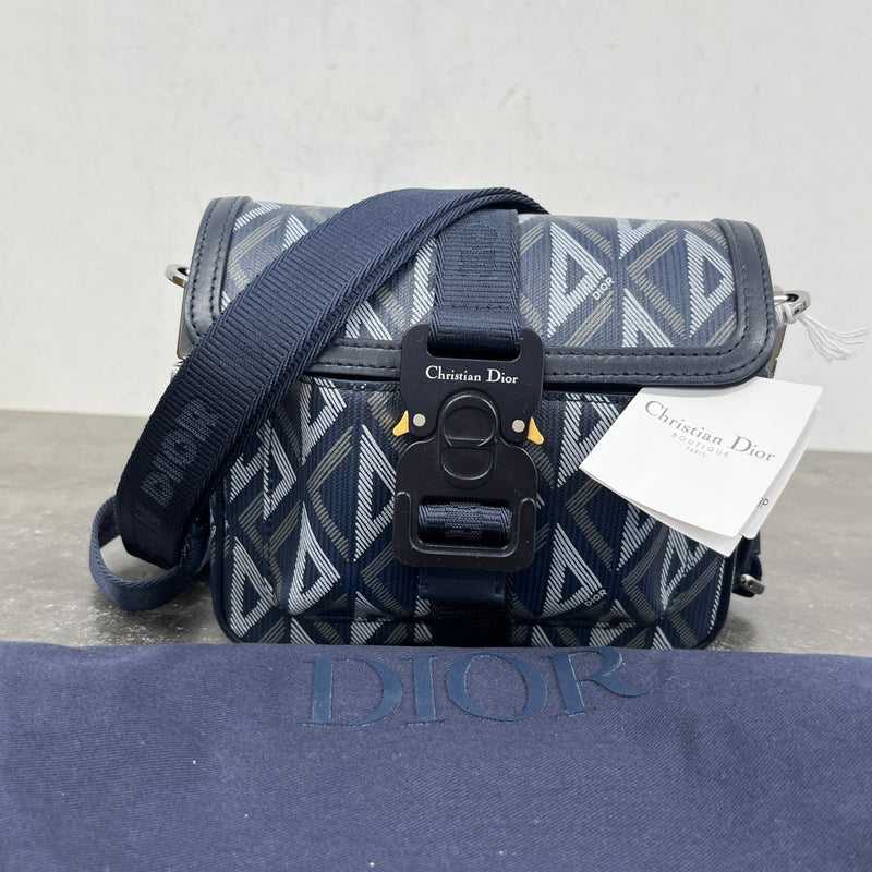 Men's Cd Diamond Wallet On Strap Bag Navy